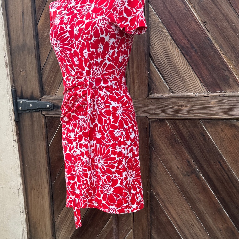 Diane Von Furstenberg Zoe in Dahlia small Poppy  Floral Mini Red Dress 0 - Picture 9 of 13